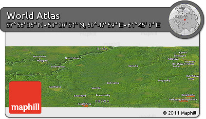 Satellite Panoramic Map of the Area around 58° 8' 44" N, 61° 16' 29" E