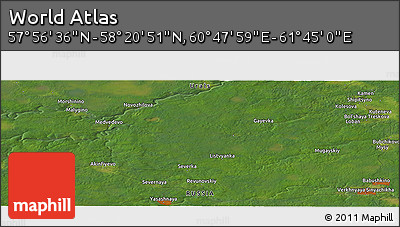 Satellite Panoramic Map of the Area around 58° 8' 44" N, 61° 16' 29" E