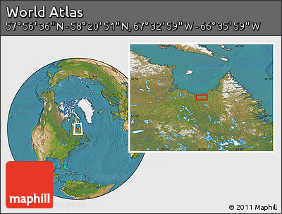 Satellite Location Map of the Area around 58° 8' 44" N, 67° 4' 29" W