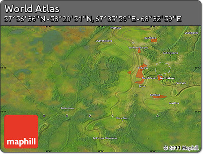 Satellite Map of the Area around 58° 8' 44" N, 68° 4' 29" E