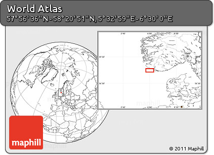 Blank Location Map of the Area around 58° 8' 44" N, 6° 1' 30" E