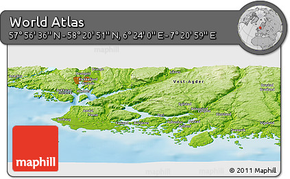 Physical Panoramic Map of the Area around 58° 8' 44" N, 6° 52' 30" E