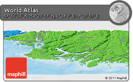 Political Panoramic Map of the Area around 58° 8' 44" N, 6° 52' 30" E