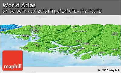 Political Panoramic Map of the Area around 58° 8' 44" N, 6° 52' 30" E