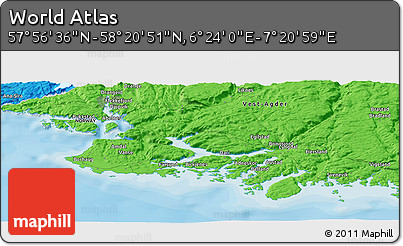 Political Panoramic Map of the Area around 58° 8' 44" N, 6° 52' 30" E