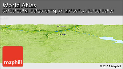 Physical Panoramic Map of the Area around 58° 8' 44" N, 71° 19' 29" W