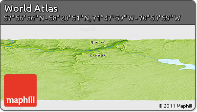 Physical Panoramic Map of the Area around 58° 8' 44" N, 71° 19' 29" W