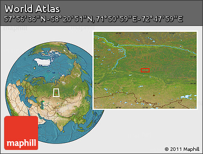 Satellite Location Map of the Area around 58° 8' 44" N, 72° 19' 29" E
