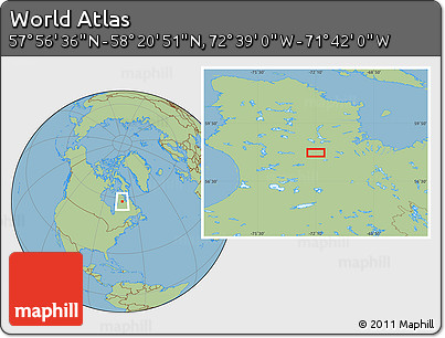 Savanna Style Location Map of the Area around 58° 8' 44" N, 72° 10' 30" W