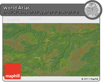 Satellite 3D Map of the Area around 58° 8' 44" N, 75° 43' 29" E