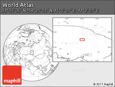 Blank Location Map of the Area around 58° 8' 44" N, 76° 34' 29" E