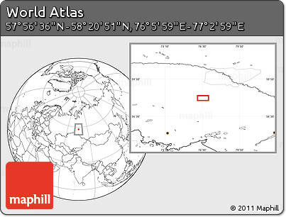 Blank Location Map of the Area around 58° 8' 44" N, 76° 34' 29" E