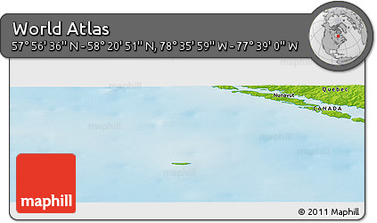 Physical Panoramic Map of the Area around 58° 8' 44" N, 78° 7' 30" W