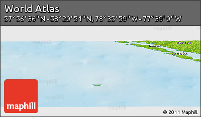 Physical Panoramic Map of the Area around 58° 8' 44" N, 78° 7' 30" W