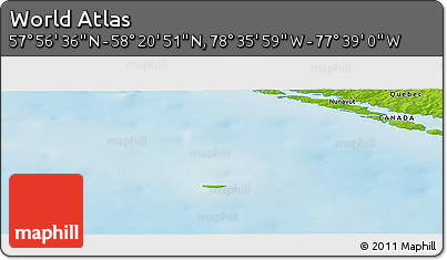 Physical Panoramic Map of the Area around 58° 8' 44" N, 78° 7' 30" W