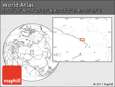 Blank Location Map of the Area around 58° 8' 44" N, 83° 22' 30" E
