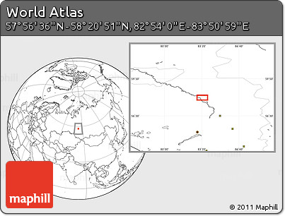 Blank Location Map of the Area around 58° 8' 44" N, 83° 22' 30" E
