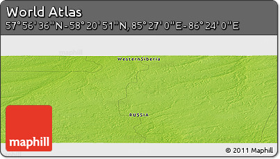 Physical Panoramic Map of the Area around 58° 8' 44" N, 85° 55' 30" E