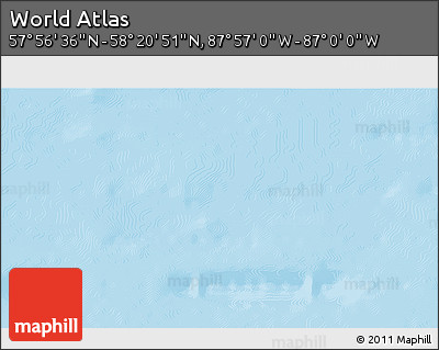 Physical 3D Map of the Area around 58° 8' 44" N, 87° 28' 29" W