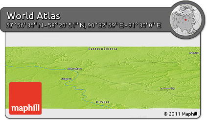 Physical Panoramic Map of the Area around 58° 8' 44" N, 91° 1' 30" E