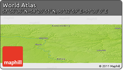 Physical Panoramic Map of the Area around 58° 8' 44" N, 91° 1' 30" E