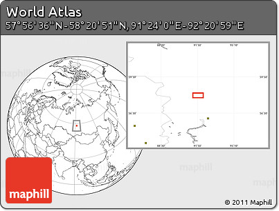 Blank Location Map of the Area around 58° 8' 44" N, 91° 52' 30" E