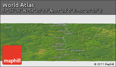 Satellite Panoramic Map of the Area around 58° 8' 44" N, 91° 52' 30" E