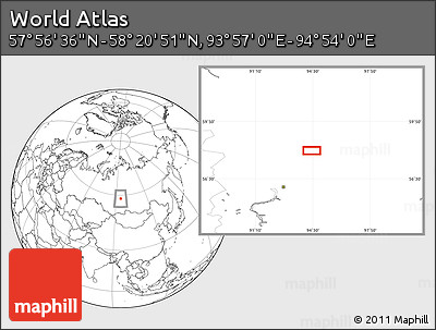 Blank Location Map of the Area around 58° 8' 44" N, 94° 25' 30" E