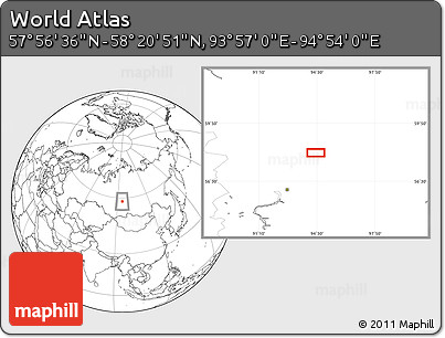Blank Location Map of the Area around 58° 8' 44" N, 94° 25' 30" E