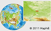 Physical Location Map of the area around 58° 8' 44" N, 94° 25' 30" E