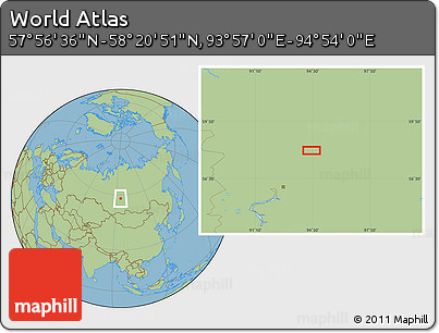 Savanna Style Location Map of the Area around 58° 8' 44" N, 94° 25' 30" E