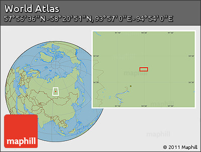 Savanna Style Location Map of the Area around 58° 8' 44" N, 94° 25' 30" E