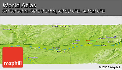 Physical Panoramic Map of the Area around 58° 8' 44" N, 94° 25' 30" E