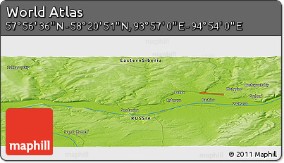 Physical Panoramic Map of the Area around 58° 8' 44" N, 94° 25' 30" E