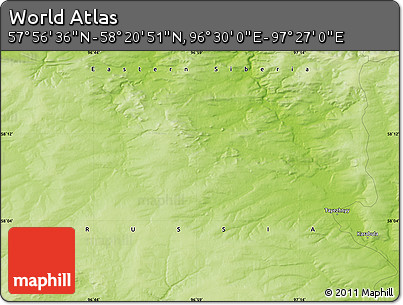 Physical Map of the Area around 58° 8' 44" N, 96° 58' 29" E