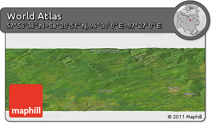 Satellite Panoramic Map of the Area around 58° 8' 44" N, 96° 58' 29" E