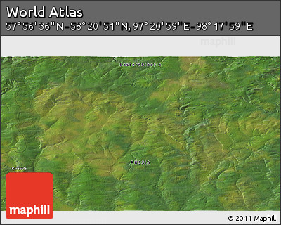 Satellite 3D Map of the Area around 58° 8' 44" N, 97° 49' 29" E