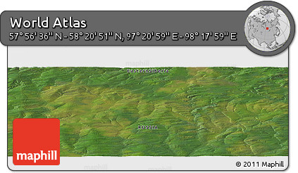 Satellite Panoramic Map of the Area around 58° 8' 44" N, 97° 49' 29" E