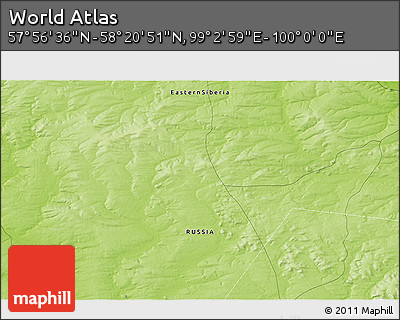Physical 3D Map of the Area around 58° 8' 44" N, 99° 31' 30" E