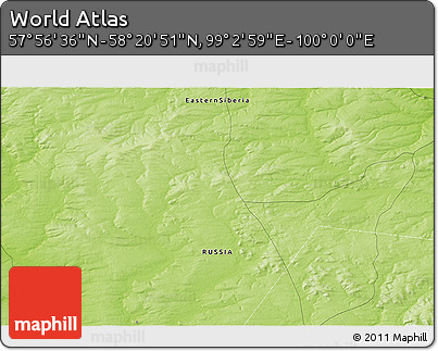 Physical 3D Map of the Area around 58° 8' 44" N, 99° 31' 30" E