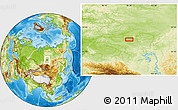 Physical Location Map of the area around 58° 8' 44" N, 99° 31' 30" E