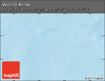 Shaded Relief Map of the Area around 58° 30' 22" N, 0° 46' 30" W