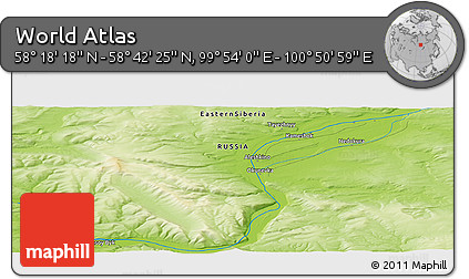 Physical Panoramic Map of the Area around 58° 30' 22" N, 100° 22' 30" E