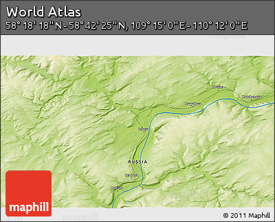 Physical 3D Map of the Area around 58° 30' 22" N, 109° 43' 29" E