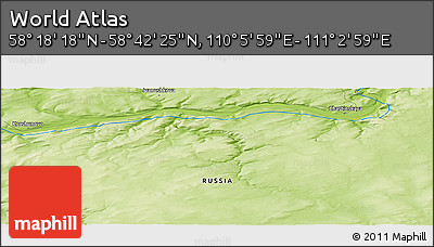 Physical Panoramic Map of the Area around 58° 30' 22" N, 110° 34' 29" E