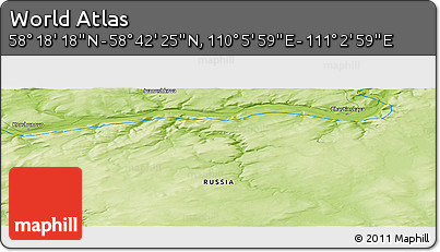 Physical Panoramic Map of the Area around 58° 30' 22" N, 110° 34' 29" E