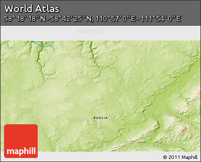 Physical 3D Map of the Area around 58° 30' 22" N, 111° 25' 30" E