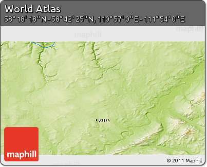 Physical 3D Map of the Area around 58° 30' 22" N, 111° 25' 30" E