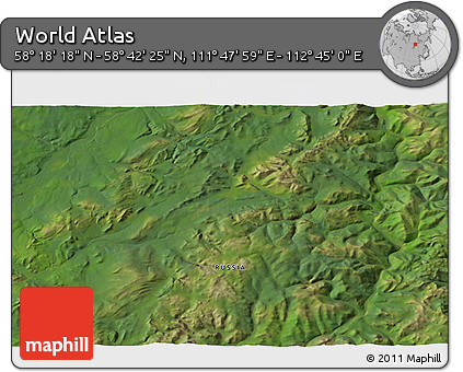Satellite 3D Map of the Area around 58° 30' 22" N, 112° 16' 30" E