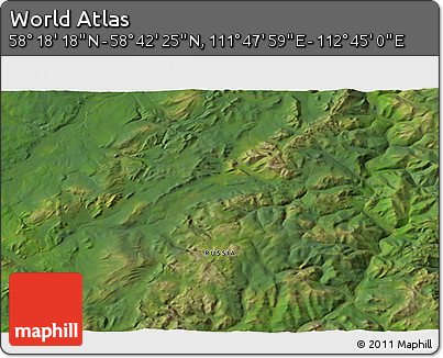 Satellite 3D Map of the Area around 58° 30' 22" N, 112° 16' 30" E